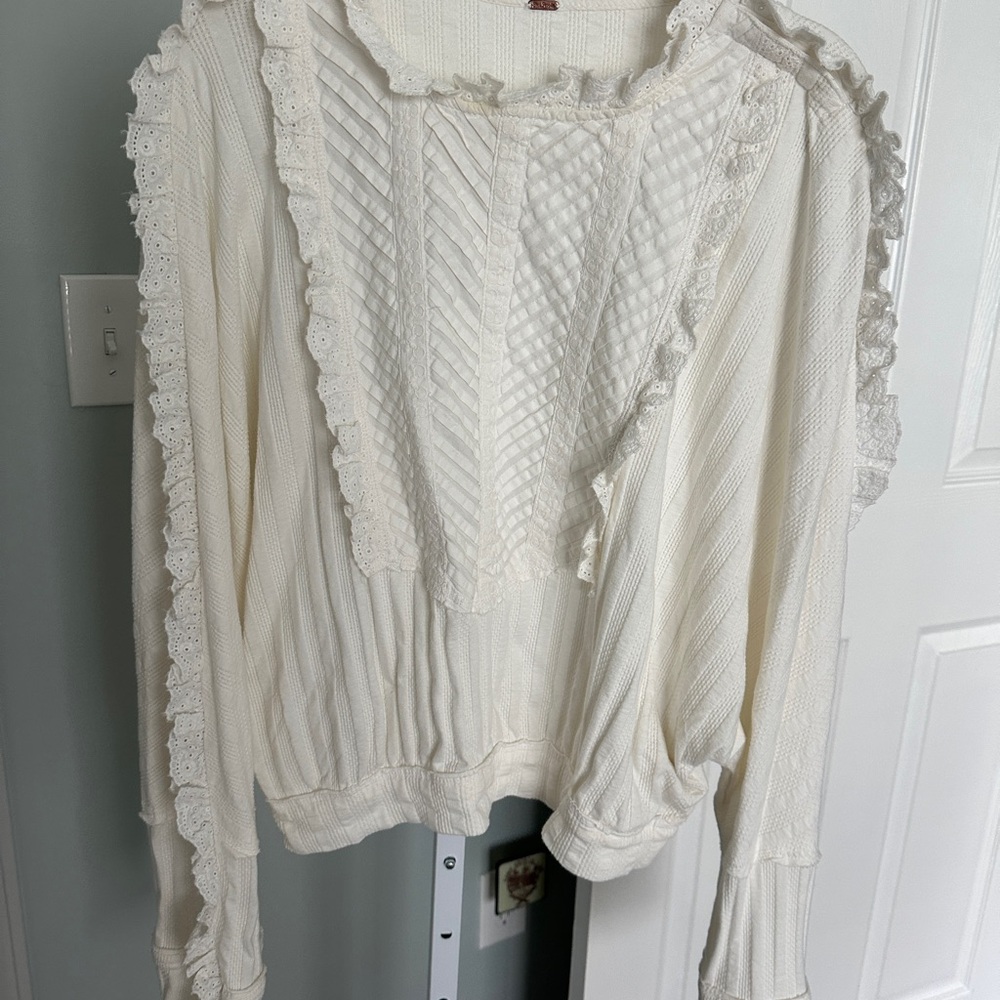 Cream Lace Trim Sweater